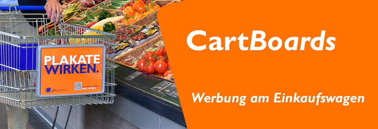 CartBoards ist Werbung am Einkaufswagen am Supermarktregal